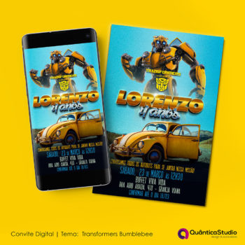 Convite de Aniversário Transformers Bumblebee