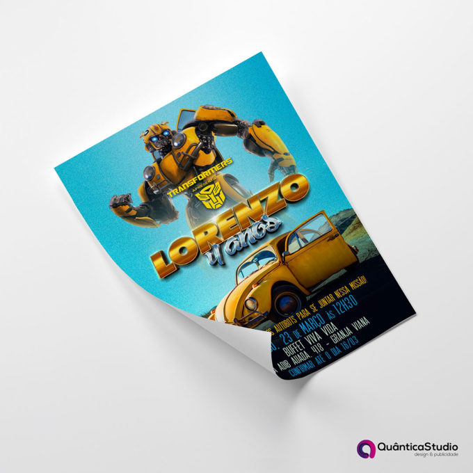 Convite de Aniversário Transformers Bumblebee