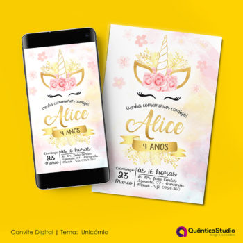 Convite Aniversário Unicórnio