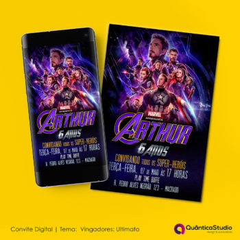 Convite Aniversário Vingadores Ultimato