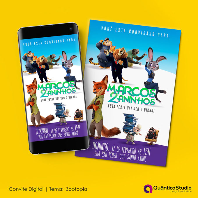 Convite Aniversário Zootopia