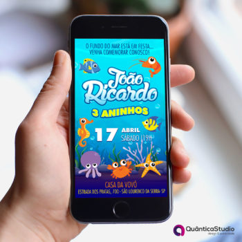 Convite de Aniversário Fundo Do Mar