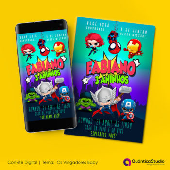 Convite Aniversário Heróis Baby