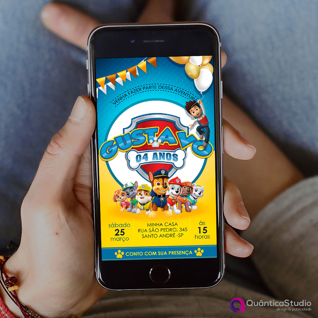 Convite Virtual Patrulha Canina para Whatsapp - Quântica Studio