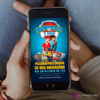 Convite Aniversário Patrulha Canina C/Foto