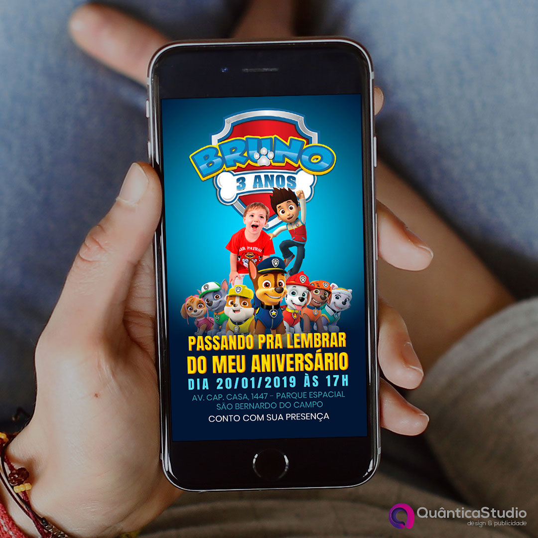 Convite Virtual Patrulha Canina para Whatsapp - Quântica Studio