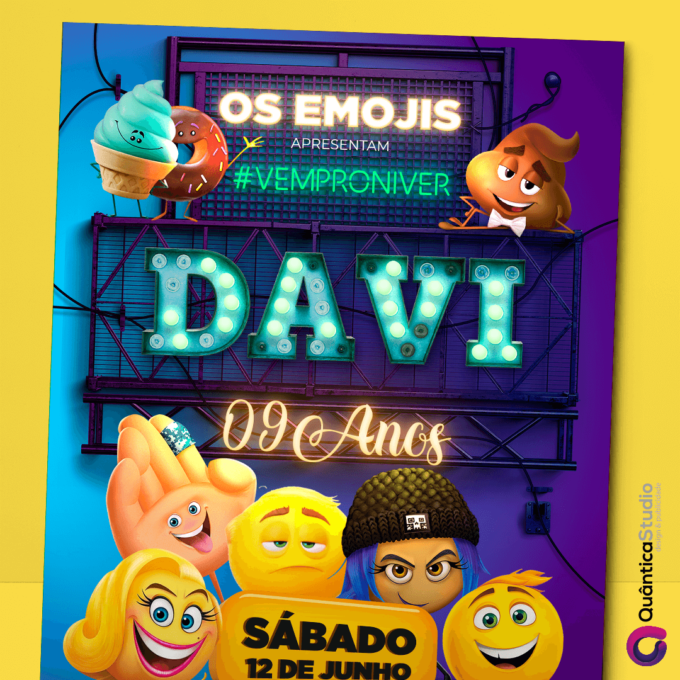 Convite de Aniversário Emoji Virtual