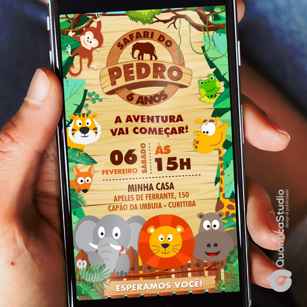 Convite Virtual Safari - Quântica Studio | para enviar por WhatsApp