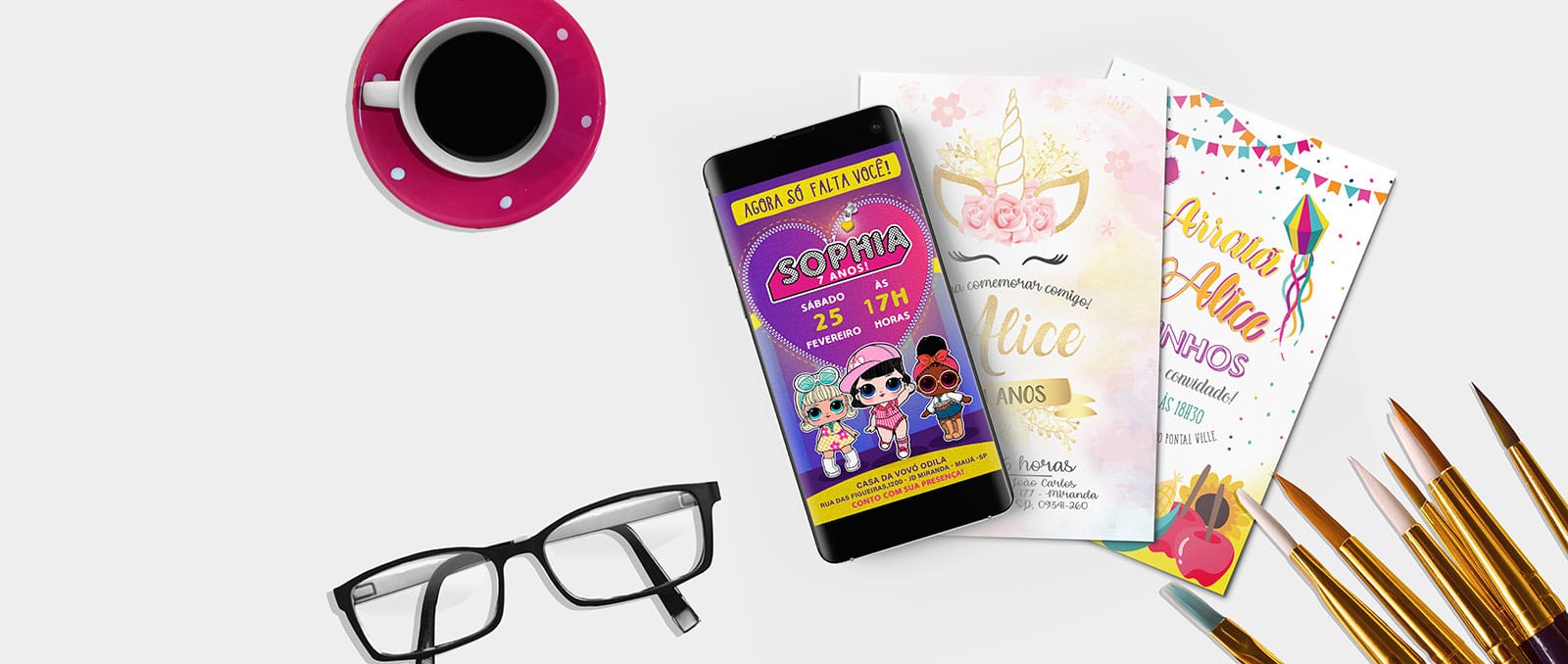 Convites Virtuais Digitais Femininos Menina