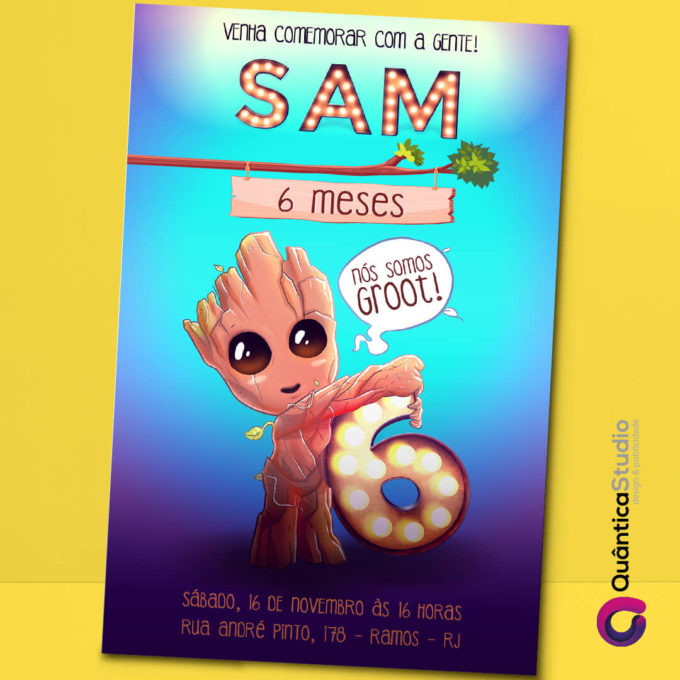 Convite Aniversário Virtual Baby Groot