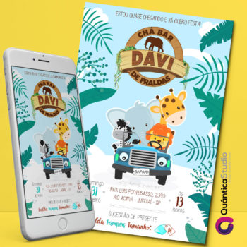 Convite Chá de Bebê Safari Digital