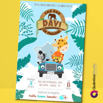 Convite Tema Chá de Bebê Safari