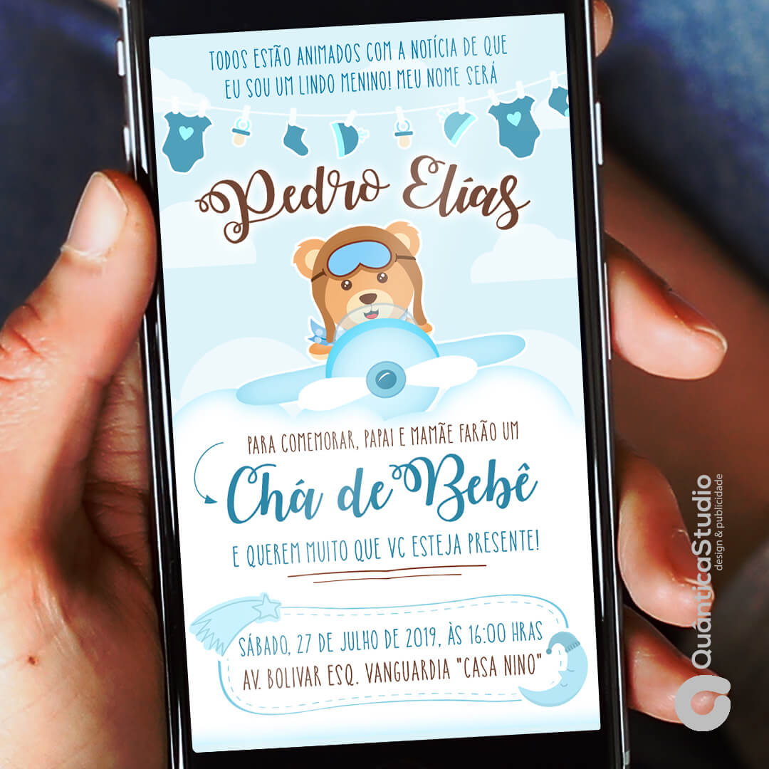 CONVITE DIGITAL/ VIRTUAL P/ WHATSAPP - CHÁ DE BEBÊ URSINHA