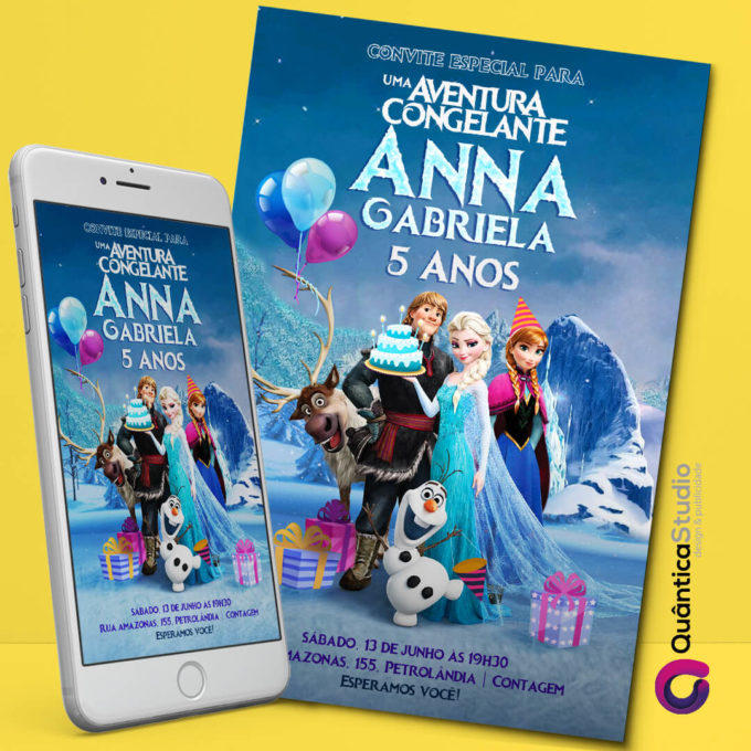 Convite Aniversário Digital Frozen