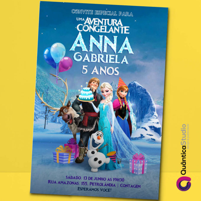 Convite Aniversário Virtual Frozen