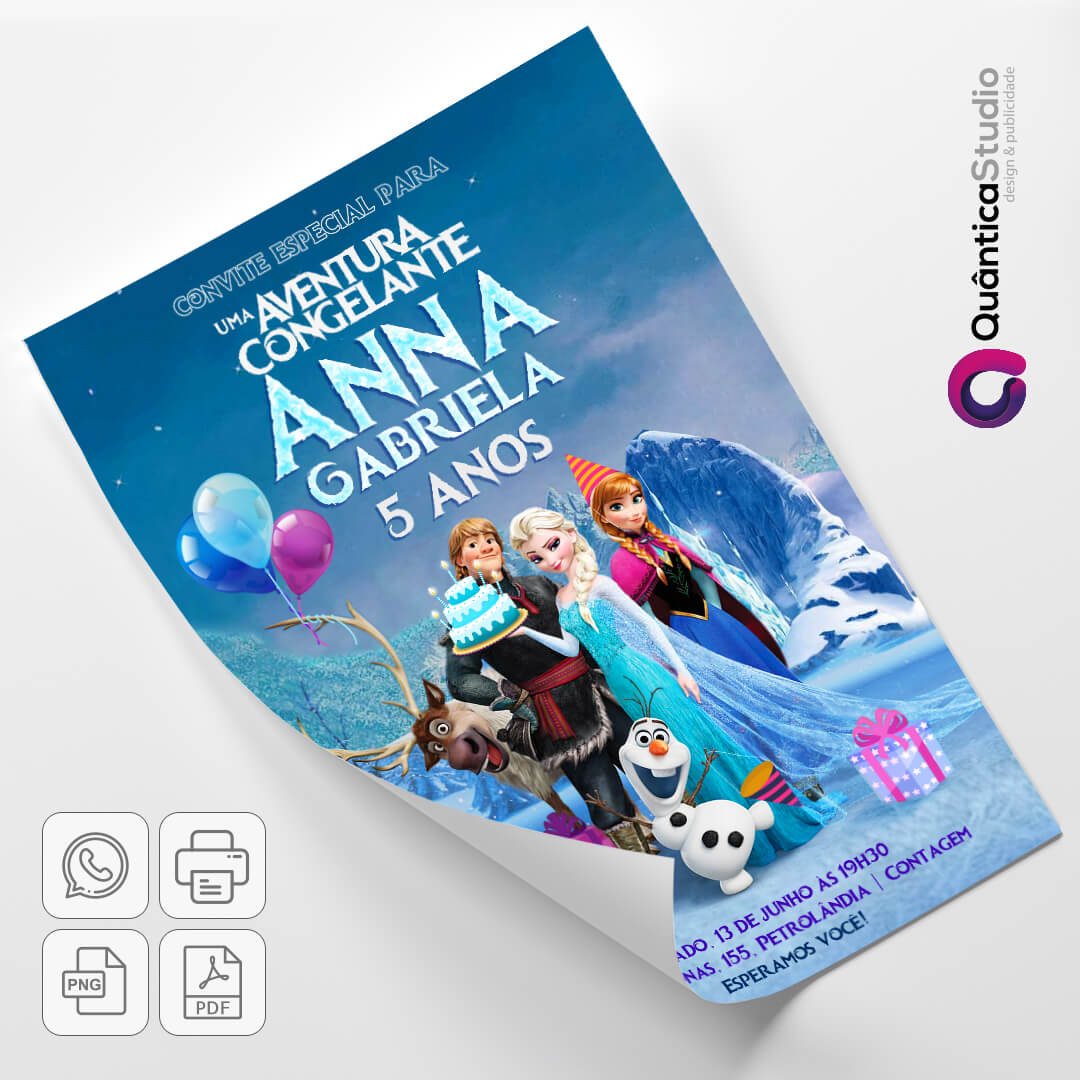 Convite Digital Frozen Virtual Online Whatsapp Aniversário