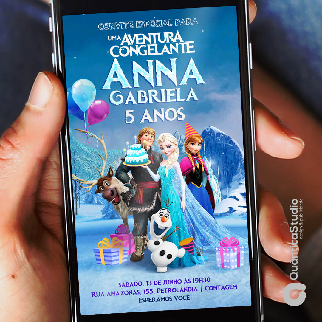 Convite Virtual Digital Personalizado Frozen Elsa