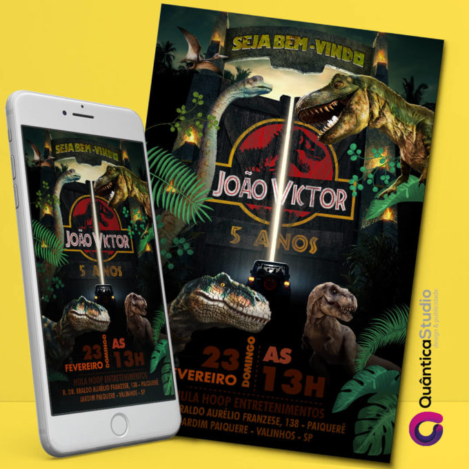Convite Aniversário Digital Jurassic Park