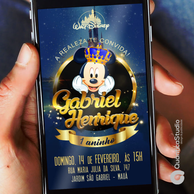 Convite Tema Mickey Realeza