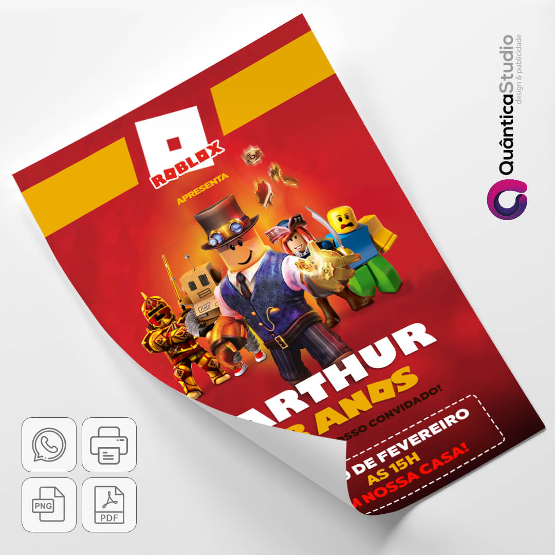 Convite Digital De Aniversário Roblox Blox Fruits Whatsapp