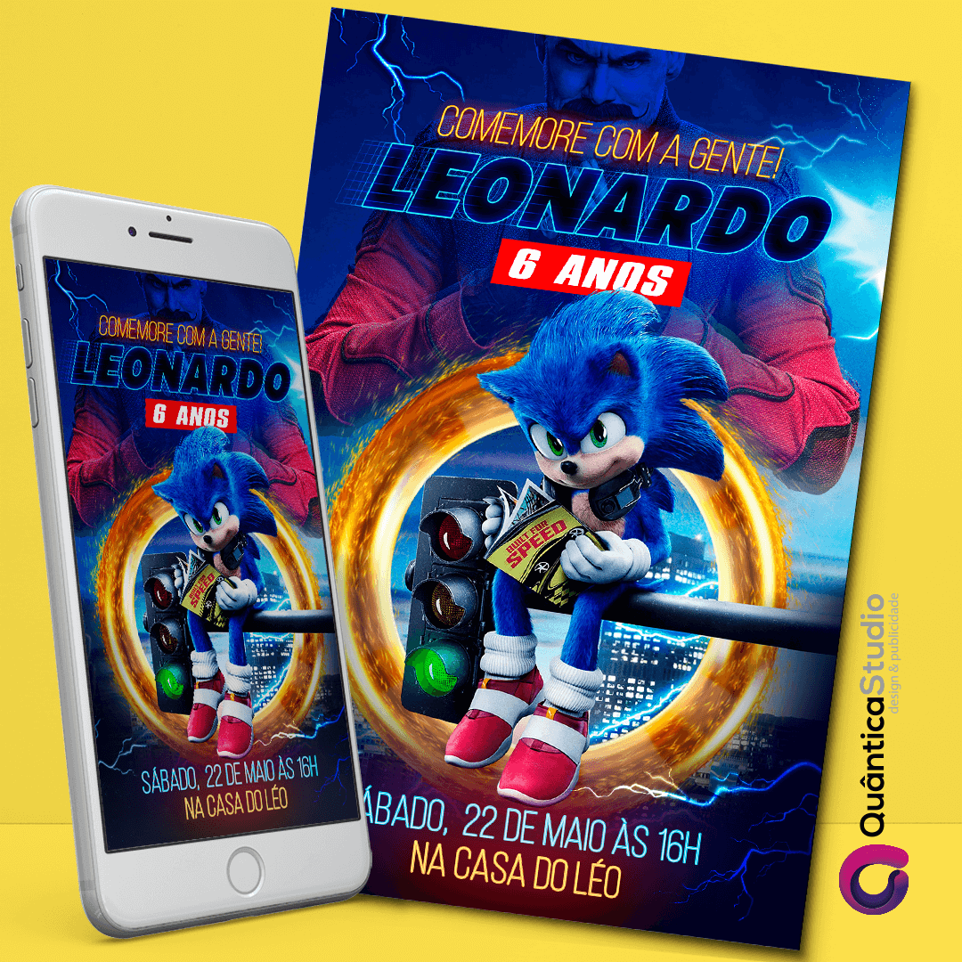 Convite Digital Sonic 2 O Filme – Sonic Amarelo – Montando a Sua Festa  Oficial