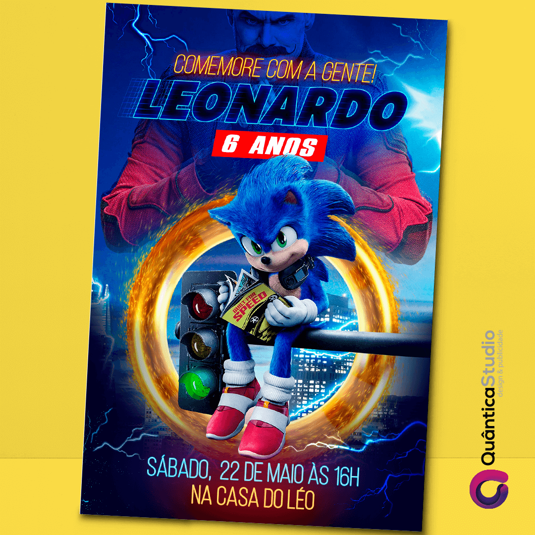 🔥Convite personalizado, Sonic!! Criado no Canva