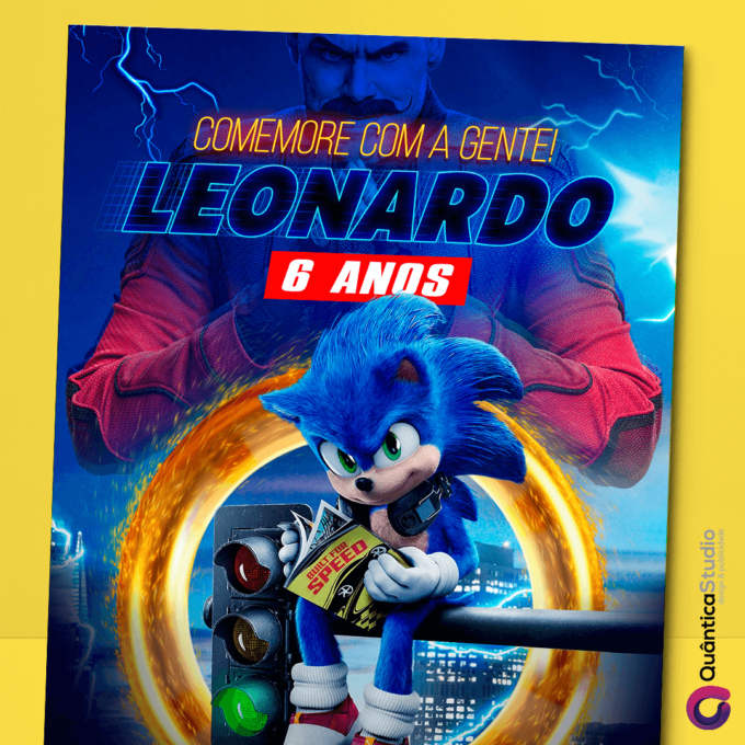 Convite de Aniversário Sonic Virtual