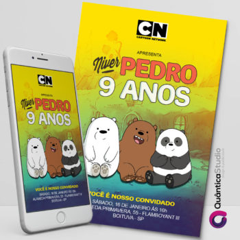 Convite Aniversário Digital Ursos Sem Curso