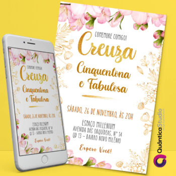 Convite Virtual 50 Anos Florais Whatsapp