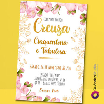 Convite Virtual 50 Anos Florais Whatsapp Imprimir