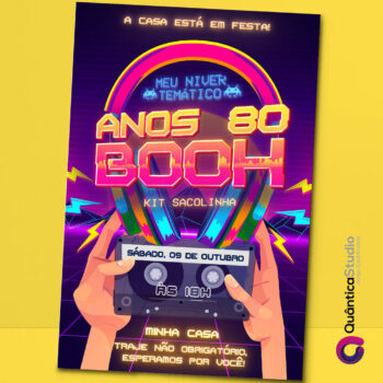 Convite Virtual Anos 80 Whatsapp Imprimir