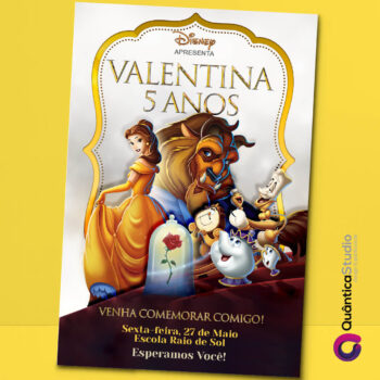 Convite Virtual A Bela E A Fera Whatsapp Imprimir