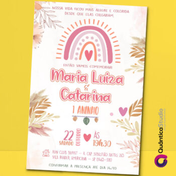 Convite Virtual Arco Iris Boho Whatsapp Imprimir