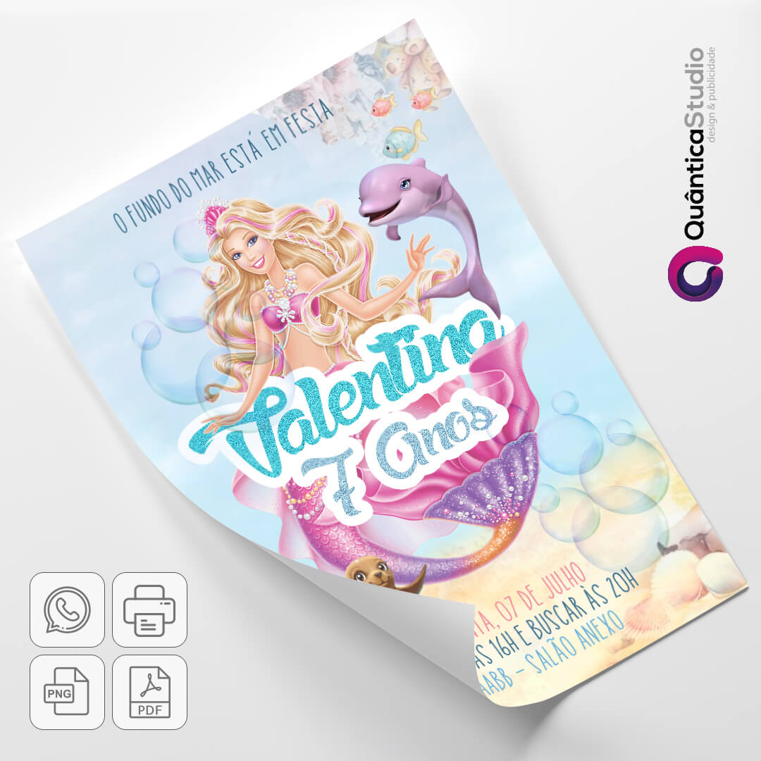 Convite Digital Barbie Virtual Online Whatsapp E-mail