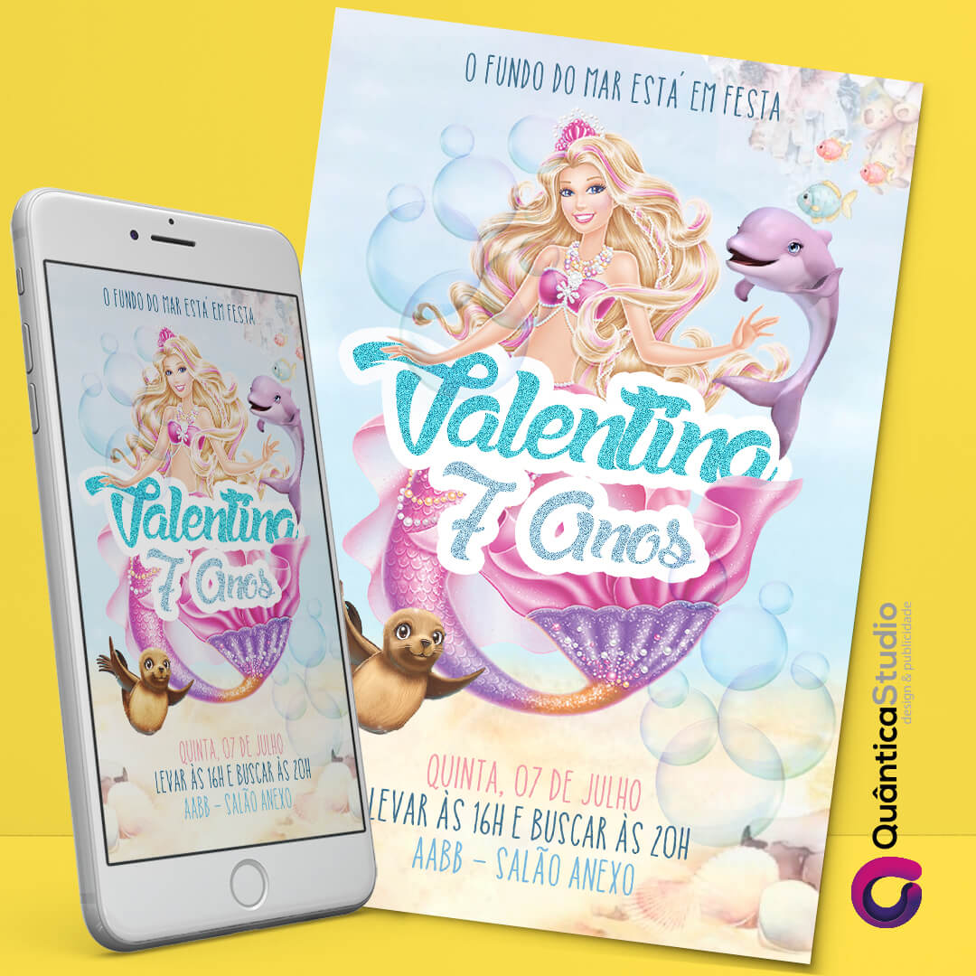 Convite Digital de Aniversário para Whatsapp Barbie