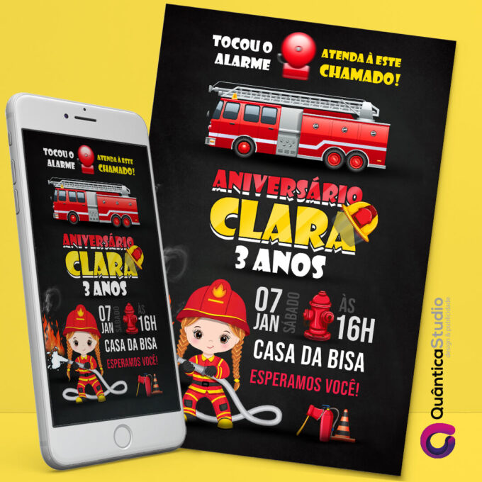 Convite Virtual Bombeiros Feminino Whatsapp