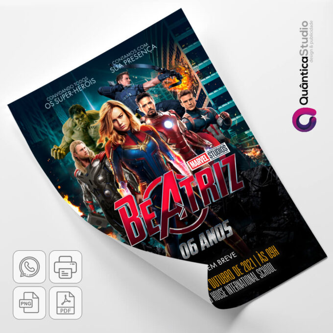 Convite Virtual Capitã Marvel Whatsapp Aniversário