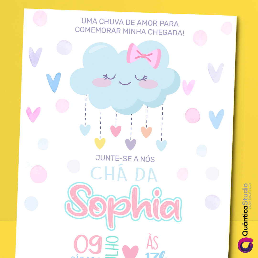 Convite Chá de Fralda Chuva de Amor Menina Chuva de Amor