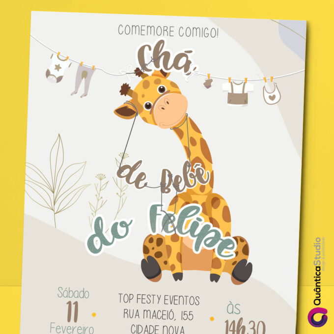 Convite Virtual Chá de Bebê Girafa Digital Whatsapp