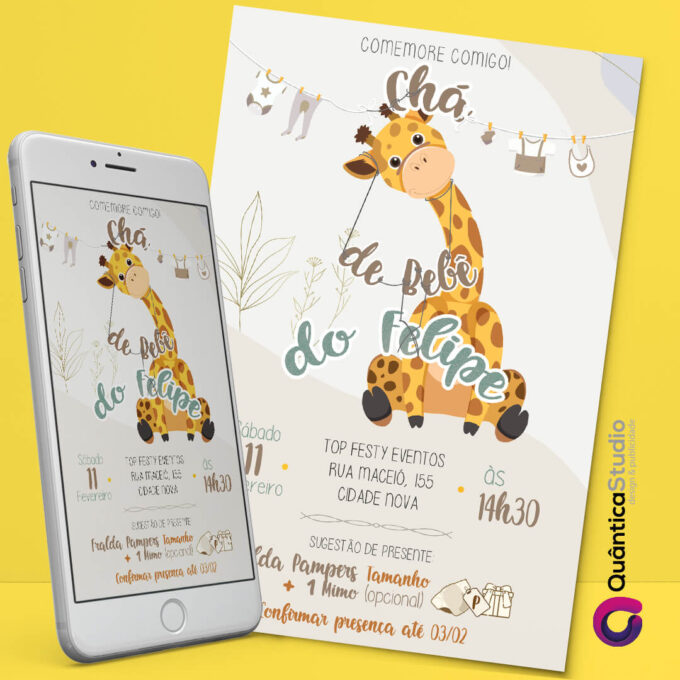 Convite Virtual Chá de Bebê Girafa Whatsapp