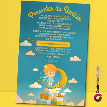 Convite Virtual Chá de Bebê Pequeno Príncipe Whatsapp Imprimir