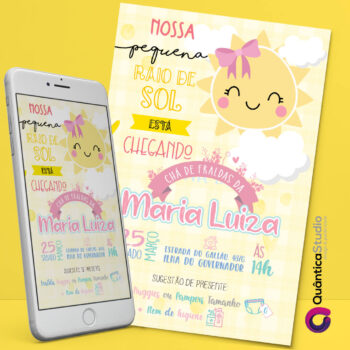 Convite Virtual Chá de Bebê Raio de Sol Whatsapp