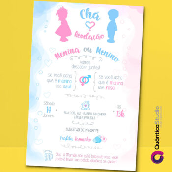 Convite Virtual Chá Revelação O Azul E Rosa Whatsapp Imprimir