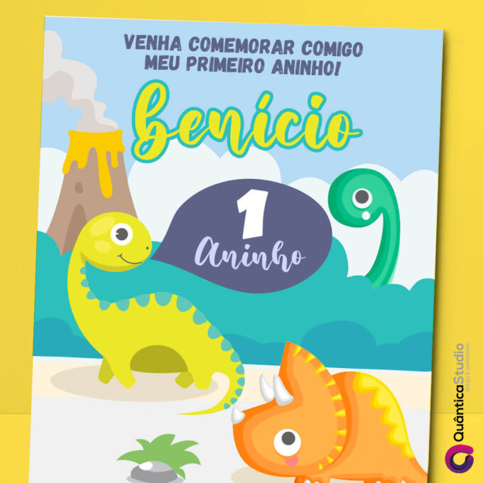 Convite Virtual Dinos Baby Digital Whatsapp