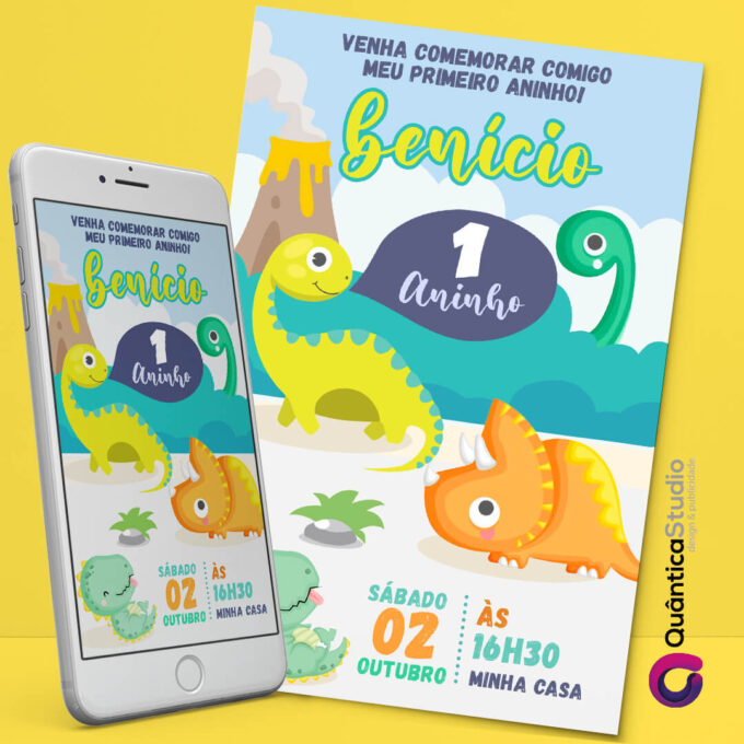 Convite Virtual Dinos Baby Whatsapp
