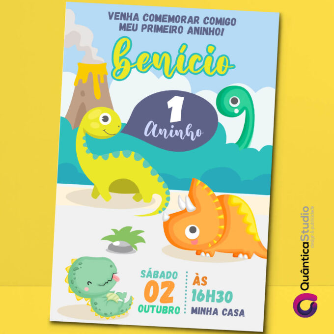 Convite Virtual Dinos Baby Whatsapp Imprimir