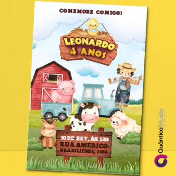 Convite Virtual Fazendinha Watercolor Whatsapp Imprimir