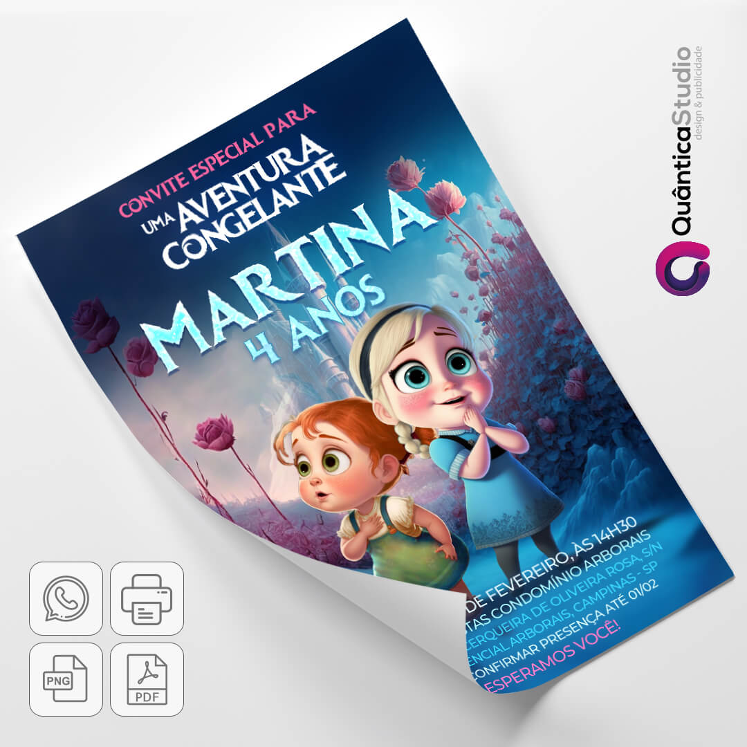 Convite Virtual Frozen - Quântica Studio Aniversário, Chá Revelação