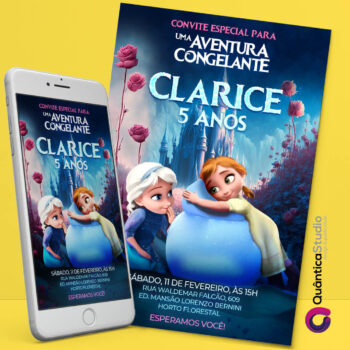Convite Virtual Frozen Aniversário Whatsapp Imprimir