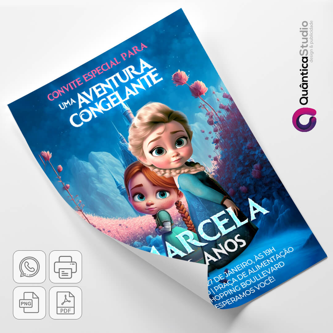 Convite Virtual - Aniversario tema Frozen